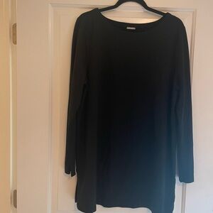 Chicos Size 3 XL Long Black Tunic, Long Sleeve Slits At The Hem